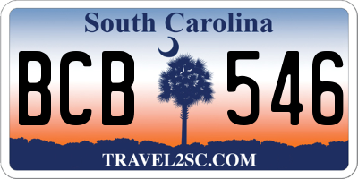 SC license plate BCB546