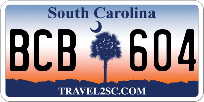SC license plate BCB604