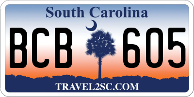 SC license plate BCB605