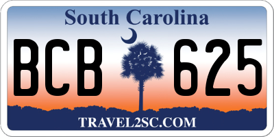 SC license plate BCB625