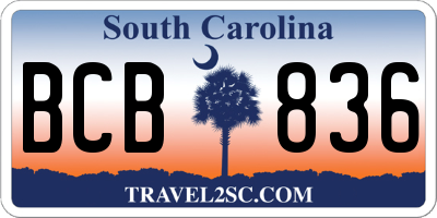 SC license plate BCB836