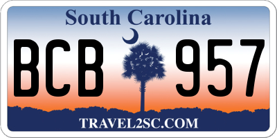 SC license plate BCB957