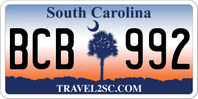SC license plate BCB992