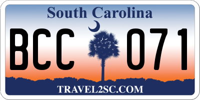 SC license plate BCC071