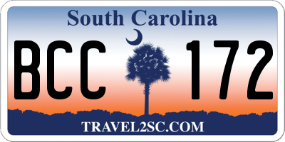 SC license plate BCC172