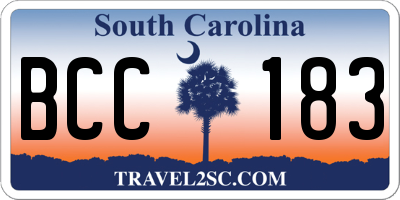 SC license plate BCC183