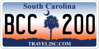 SC license plate BCC200