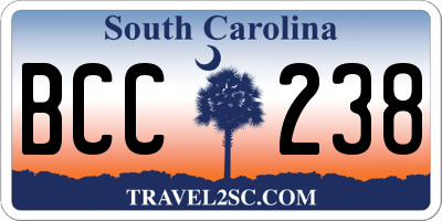 SC license plate BCC238