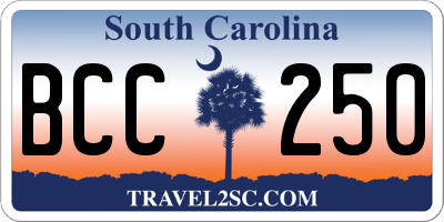 SC license plate BCC250