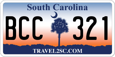 SC license plate BCC321