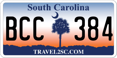 SC license plate BCC384