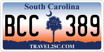 SC license plate BCC389