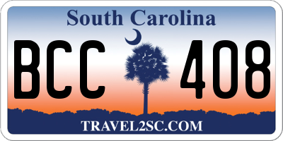 SC license plate BCC408