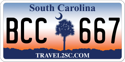 SC license plate BCC667