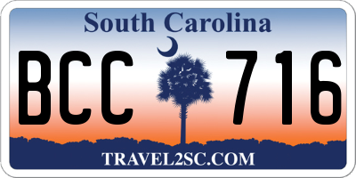 SC license plate BCC716