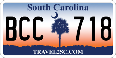 SC license plate BCC718