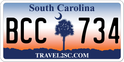 SC license plate BCC734