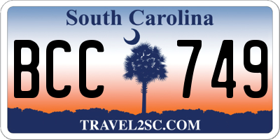 SC license plate BCC749