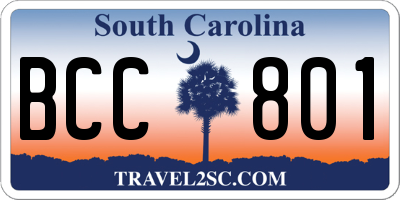 SC license plate BCC801