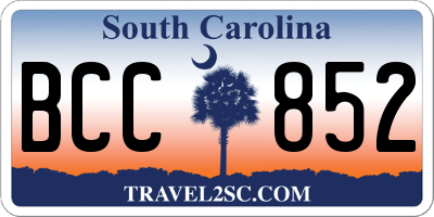 SC license plate BCC852