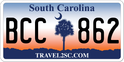 SC license plate BCC862