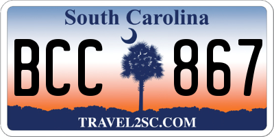 SC license plate BCC867