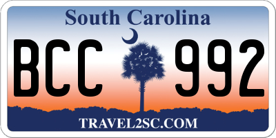 SC license plate BCC992