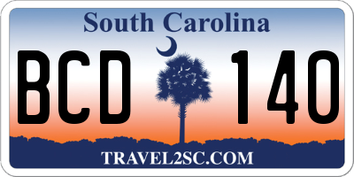 SC license plate BCD140