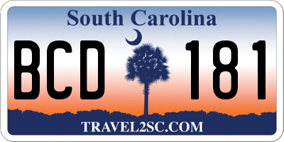 SC license plate BCD181