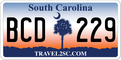 SC license plate BCD229