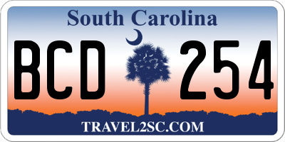 SC license plate BCD254