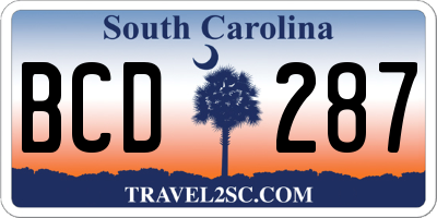 SC license plate BCD287
