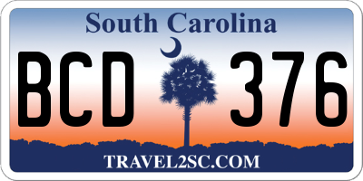 SC license plate BCD376