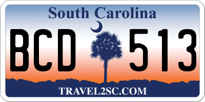 SC license plate BCD513