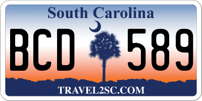 SC license plate BCD589