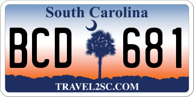 SC license plate BCD681