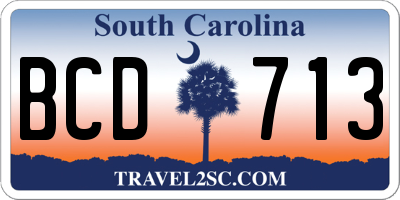 SC license plate BCD713