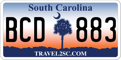 SC license plate BCD883
