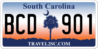 SC license plate BCD901