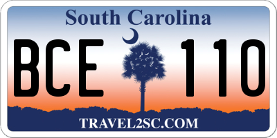 SC license plate BCE110