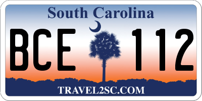 SC license plate BCE112