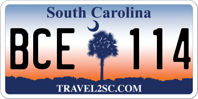 SC license plate BCE114
