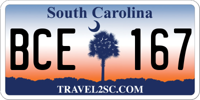 SC license plate BCE167