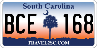 SC license plate BCE168