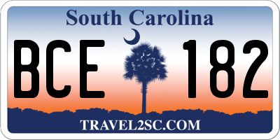 SC license plate BCE182