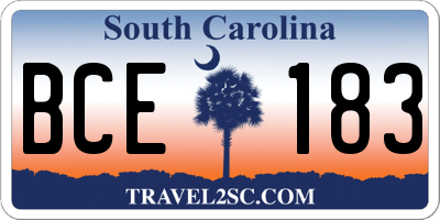 SC license plate BCE183