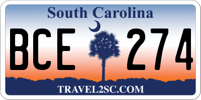 SC license plate BCE274