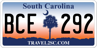 SC license plate BCE292