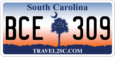 SC license plate BCE309