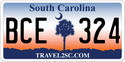 SC license plate BCE324